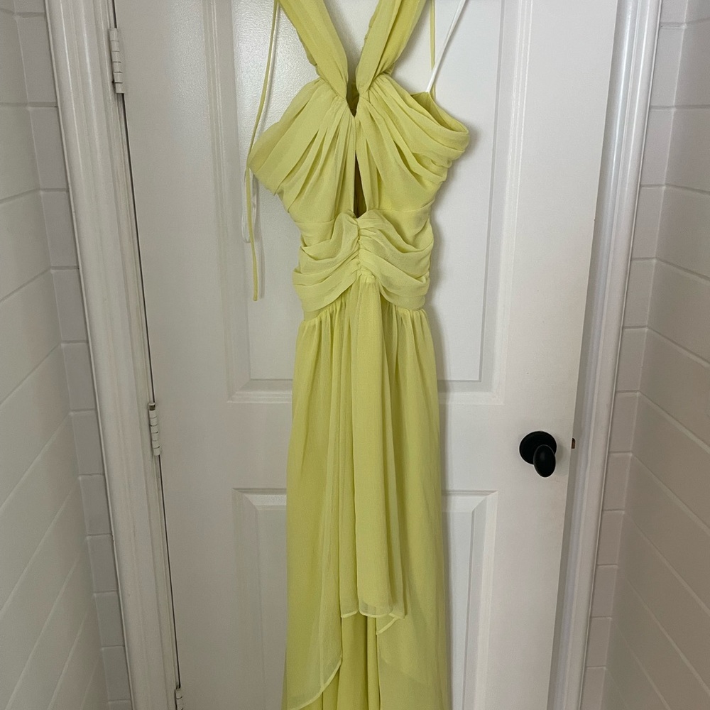 Elegant Yellow Halter Dress